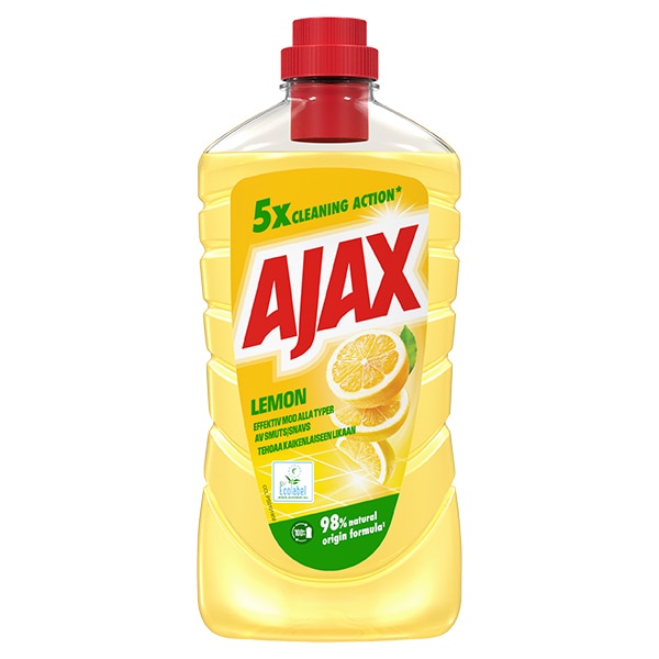 Ajax Lemon universalrengøringsmiddel i gul flaske med citronduft