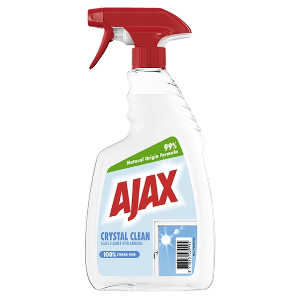 Ajax Crystal Clean vinduesrens med salmiak i klar sprayflaske