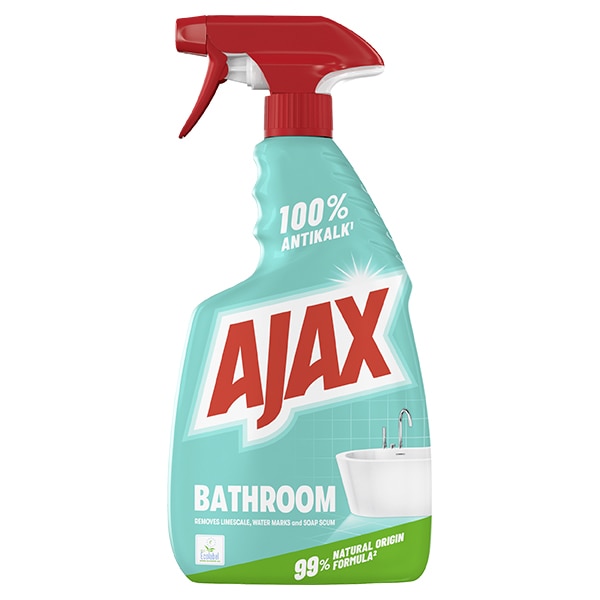 Ajax Bathroom antikalk rengøringsspray til badeværelse i lyseblå flaske